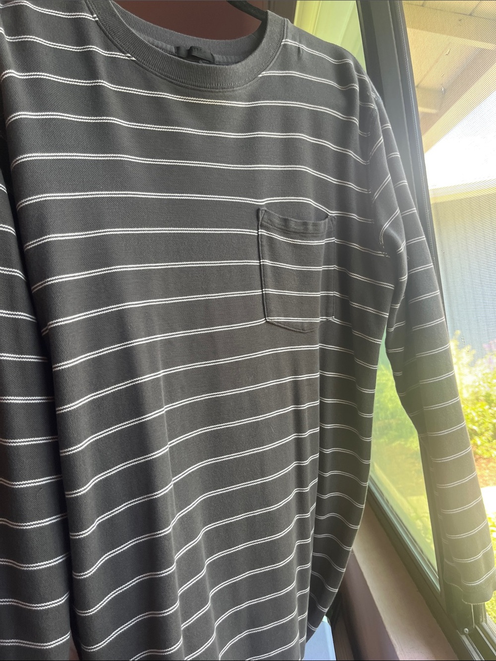 ATM Anthony Thomas Melillo Dark Green & White Striped Long-Sleeve Pocket Dress